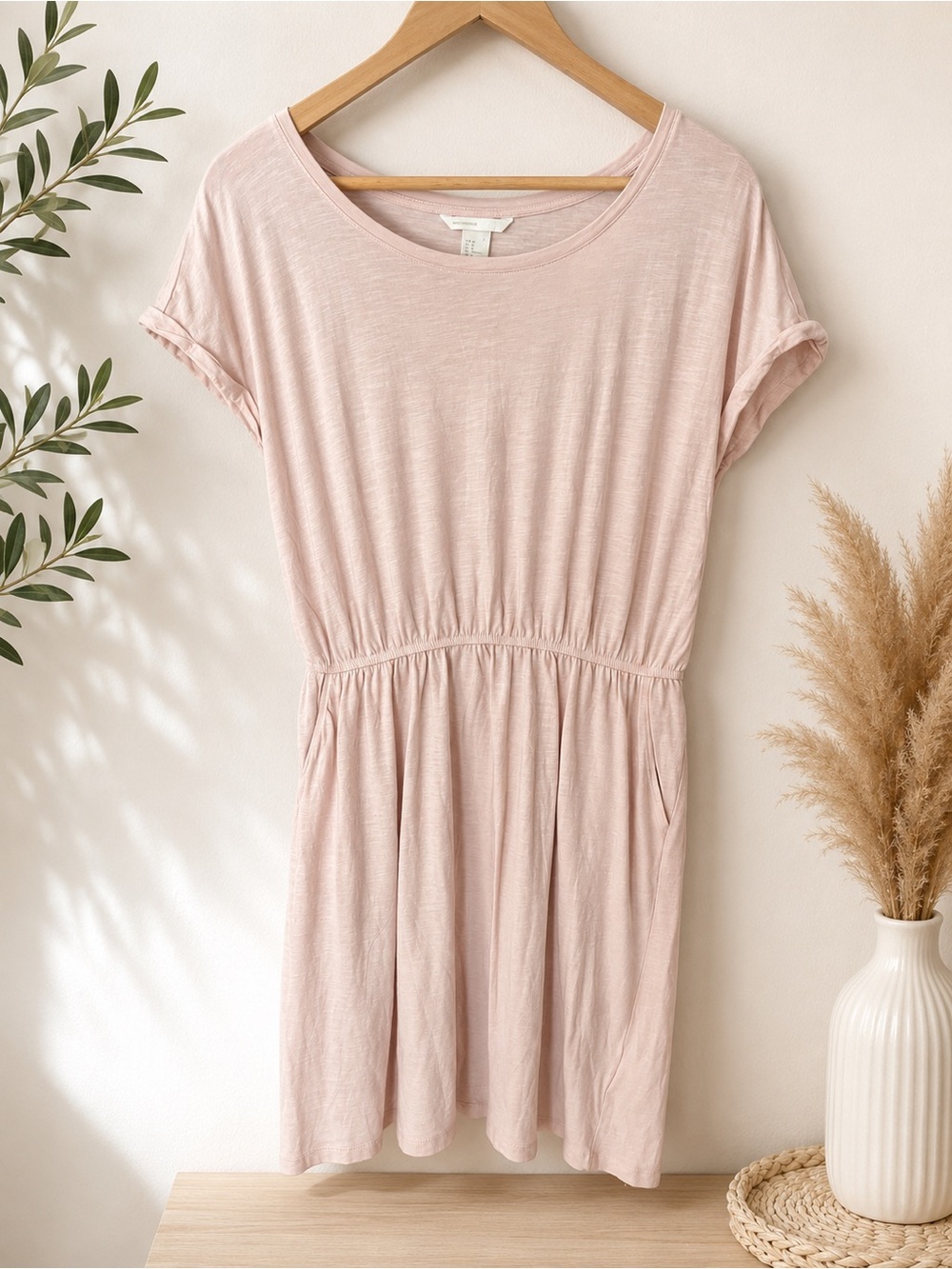 Pink T-Shirt Dress Women’s Medium | Soft Casual Tunic Tee Dress H&M Basic
